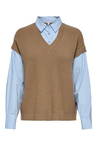 Pull trompe-l'œil - Marron