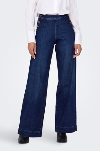 Jean wide legs taille haute - Bleu foncé