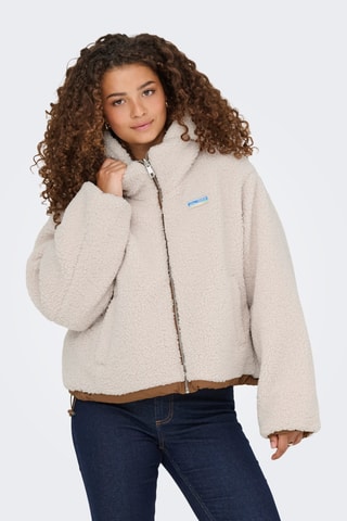 Veste à capuche réversible - Ecru et marron