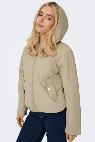 Blouson à capuche en coton biologique - Beige