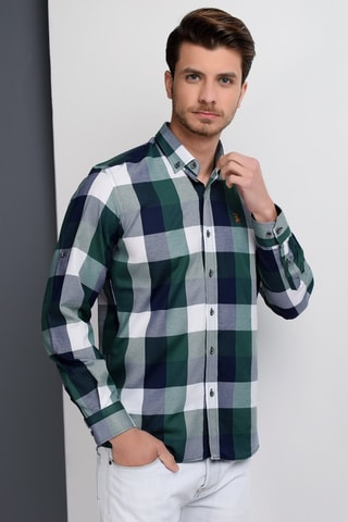 Chemise à carreaux - Bleu marine et vert foncé