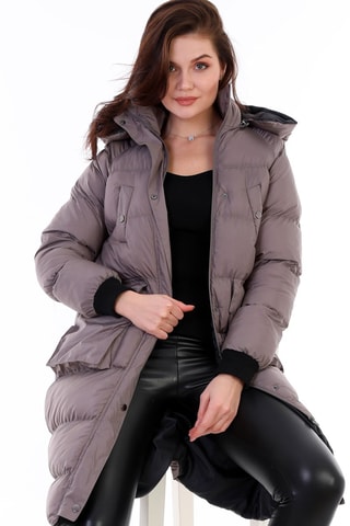 Doudoune longue à capuche - Gris