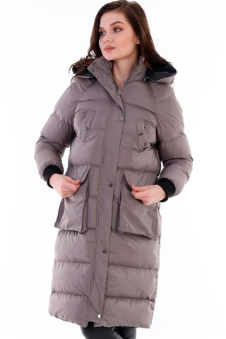 Doudoune longue à capuche - Gris