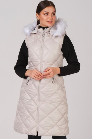 Doudoune longue à capuche - Beige