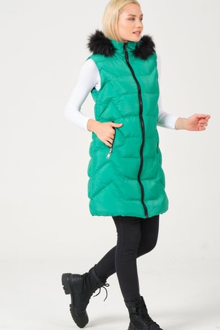 Doudoune longue sans manches - Turquoise