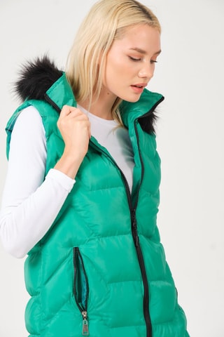 Doudoune longue sans manches - Turquoise