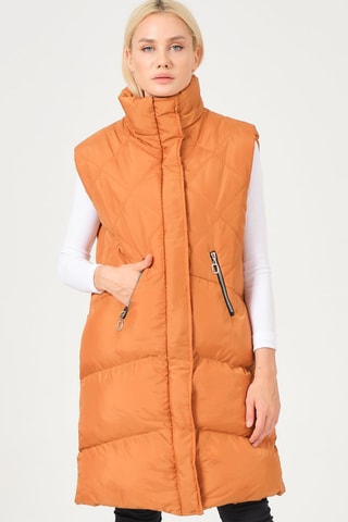 Doudoune longue sans manches - Camel