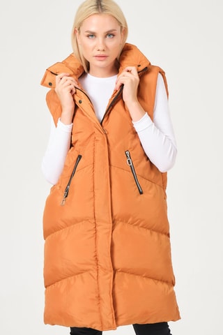 Doudoune longue sans manches - Camel