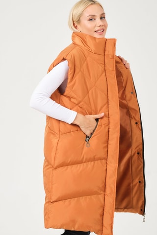 Doudoune longue sans manches - Camel