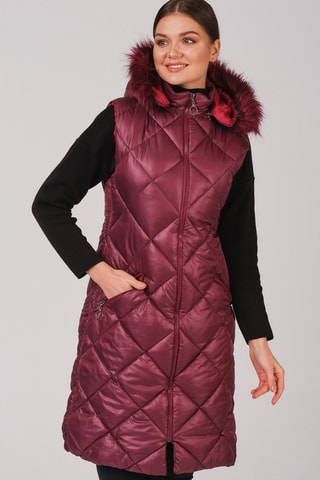 Doudoune longue à capuche - Bordeaux