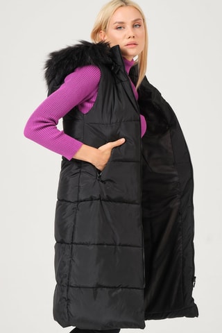 Doudoune longue à capuche - Noir