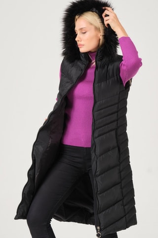 Doudoune longue sans manches - Noir