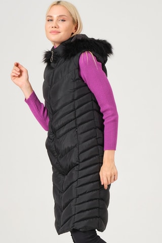 Doudoune longue sans manches - Noir