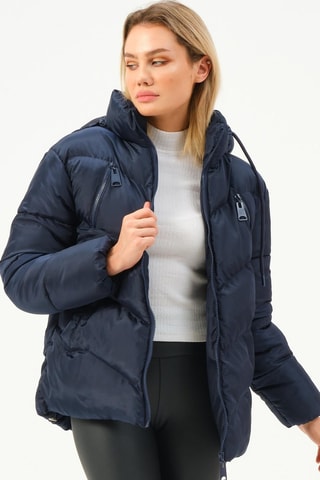 Doudoune regular à capuche - Bleu marine