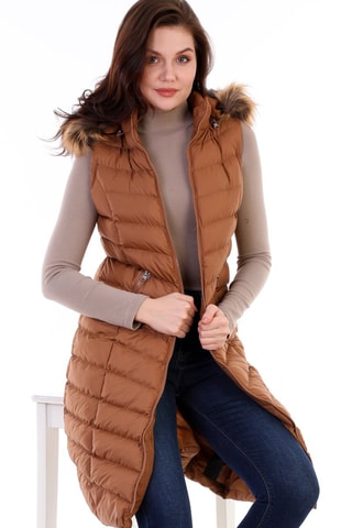 Doudoune longue sans manches - Camel