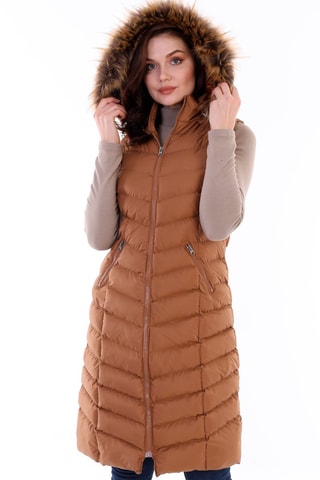 Doudoune longue sans manches - Camel