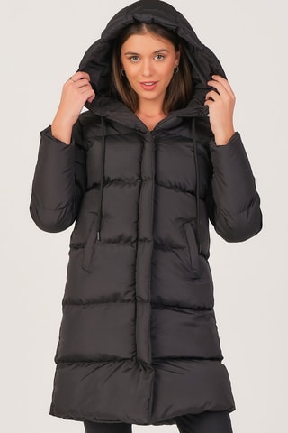 Doudoune longue à capuche - Noir
