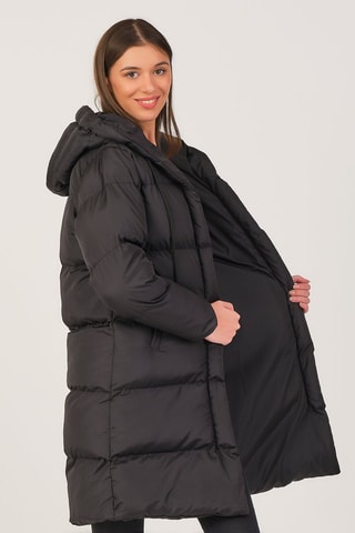 Doudoune longue à capuche - Noir
