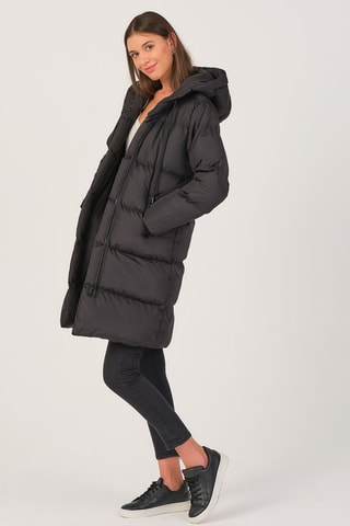 Doudoune longue à capuche - Noir