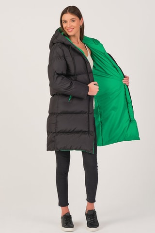 Doudoune longue à capuche - Noir