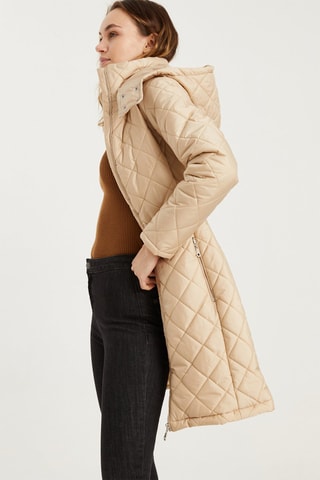 Doudoune longue à capuche - Beige