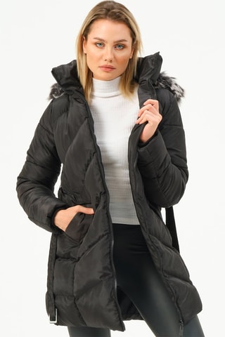 Doudoune longue à capuche - Noir