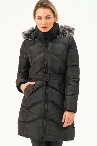 Doudoune longue à capuche - Noir