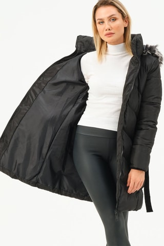 Doudoune longue à capuche - Noir