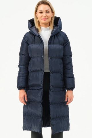 Doudoune longue à capuche - Bleu foncé