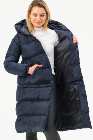 Doudoune longue à capuche - Bleu foncé