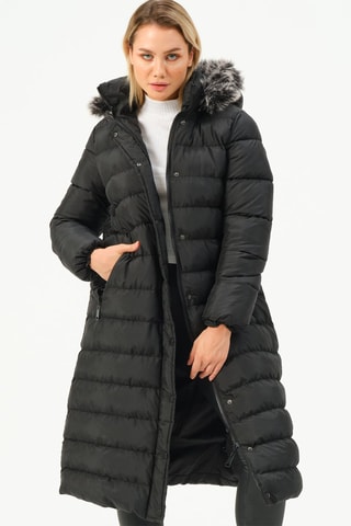 Doudoune longue à capuche - Noir