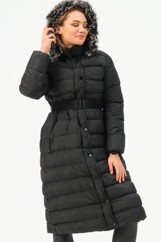 Doudoune longue à capuche - Noir