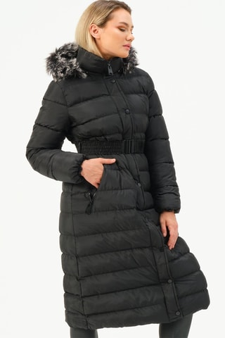 Doudoune longue à capuche - Noir