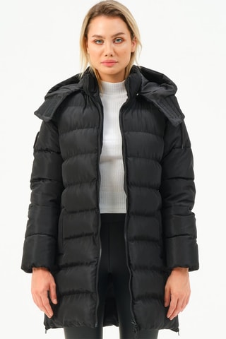 Doudoune longue à capuche - Noir