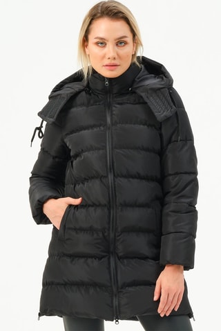 Doudoune longue à capuche - Noir