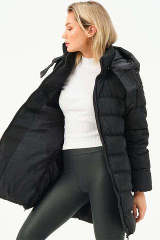 Doudoune longue à capuche - Noir