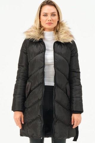 Doudoune longue à capuche - Noir