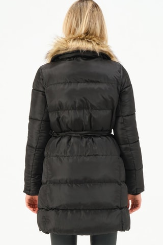 Doudoune longue à capuche - Noir