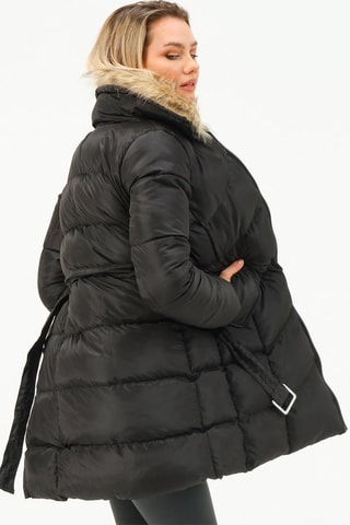 Doudoune longue à capuche - Noir