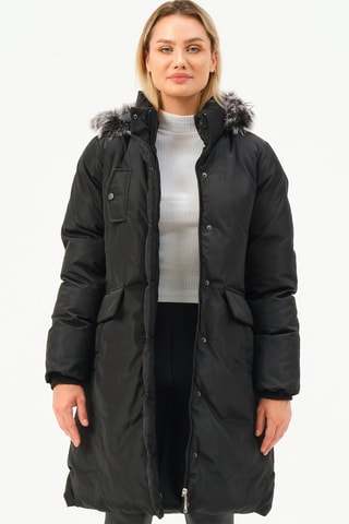 Doudoune longue à capuche - Noir