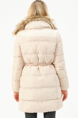 Doudoune longue à capuche - Beige