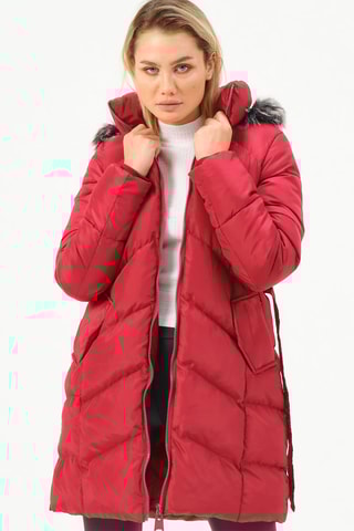 Doudoune longue à capuche - Bordeaux