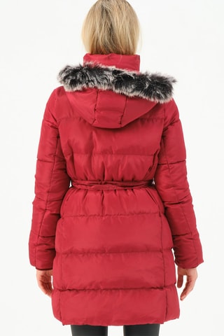 Doudoune longue à capuche - Bordeaux