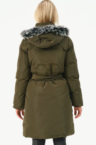 Doudoune longue à capuche - Kaki