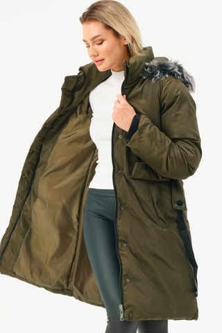 Doudoune longue à capuche - Kaki