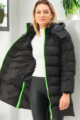 Doudoune longue - Noir et vert