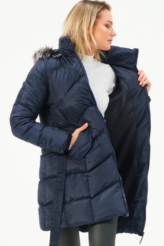 Doudoune longue à capuche - Bleu foncé