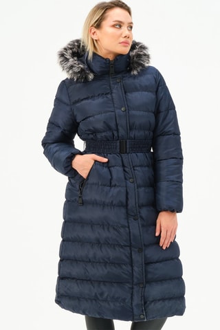 Doudoune longue à capuche - Bleu foncé