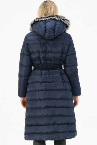 Doudoune longue à capuche - Bleu foncé