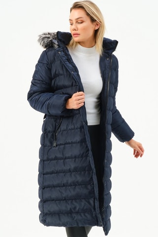 Doudoune longue à capuche - Bleu foncé